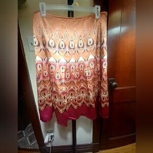 Liz Claiborne Bohemian Brown and Burgundy A-Line Skirt